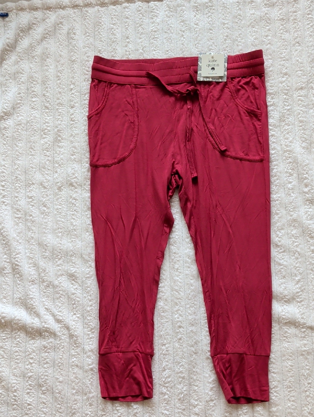 Kate Quinn Burgundy Bamboo Cropped Jogger Bottoms